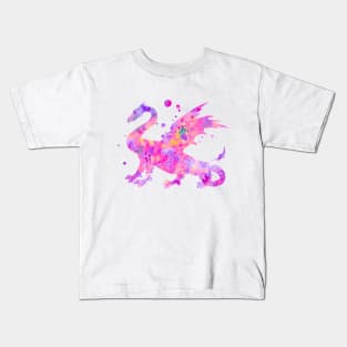 Pink Dragon Watercolor Painting Kids T-Shirt